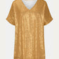 Full Size Sequin V-Neck Short Sleeve Top