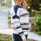 Plus Size Striped Long Sleeve Hooded Sweater