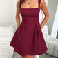 Devine Bow Back Square Neck Mini Dress
