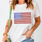 US Flag Round Neck Short Sleeve T-Shirt