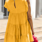 Ruched Round Neck Cap Sleeve Mini Dress