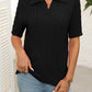 Mandy Cable Knit Johnny Collar Half Sleeve Sweater