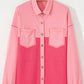 Two Tone Button Up Drop Shoulder Shacket