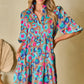 Notched Balloon Sleeve Mini Dress