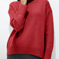 Ribbed Detail Turtleneck Dropped Shoulder Sweater