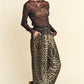 Davi & Dani Glitter Mesh Lettuce Hem Long Sleeve Top