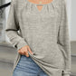 Full Size Cutout Round Neck Long Sleeve T-Shirt