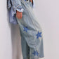 Contrast Star Wide Leg Jeans