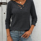 Ribbed V-Neck Long Sleeve T-Shirt