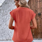 Full Size Decorative Button V-Neck Short Sleeve Blouse