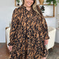Double Take Full Size Printed Ruffle Hem Long Sleeve Dress