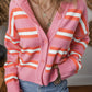 Striped Button Down Long Sleeve Cardigan