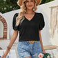 Twisted Heart V-Neck Short Sleeve Blouse