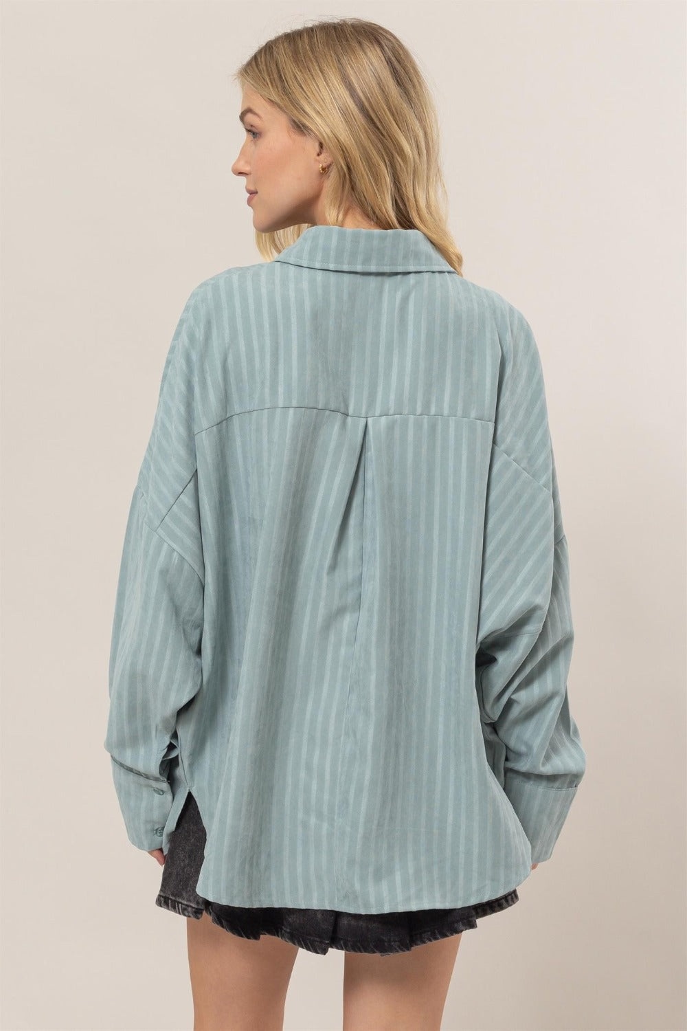HYFVE Stripe Button Down Long Sleeve Oversized Shirt *
