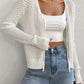 Tied Openwork V-Neck Long Sleeve Cardigan