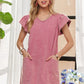 ADORA Mineral Washed V-Neck Ruffled Cap Sleeve Dress