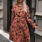 Tie-Waist Printed Pleated Mini Dress