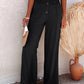 Full Size Decorative Button High Waist Pants