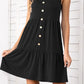 Decorative Button Scoop Neck Sleeveless Tiered Dress