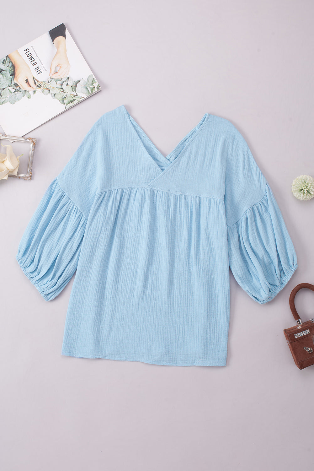 Full Size Dropped Shoulder V-Neck Blouse