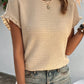 Frill Round Neck Short Sleeve Blouse