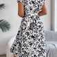 Printed V-Neck Short Sleeve Dress