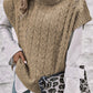 Cable Knit Turtleneck Short Sleeve Sweater