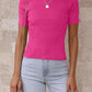Mandy Ribbed Round Neck Short Sleeve Knit Top