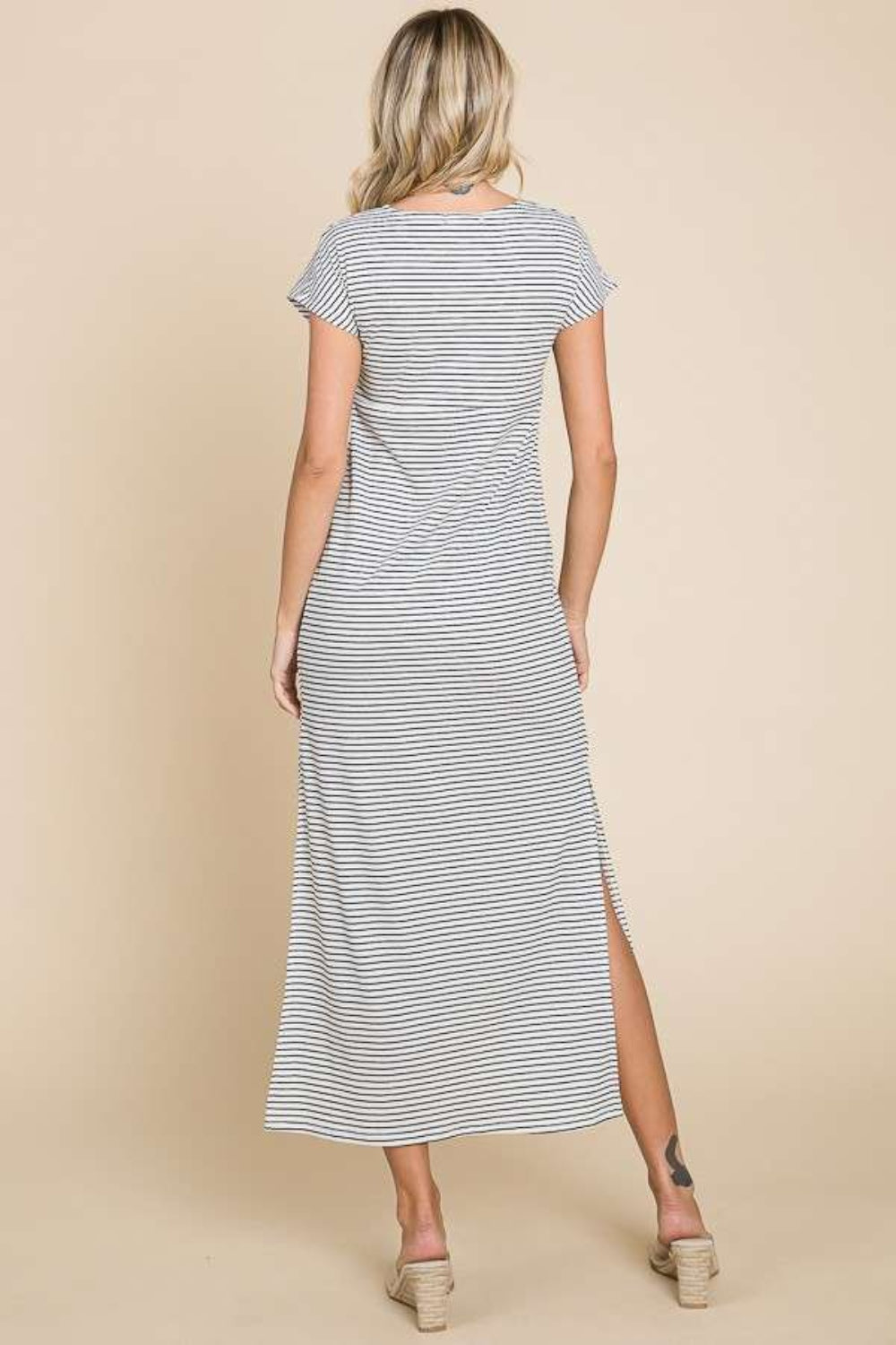 Culture Code Full Size Striped Twisted Detail Dress *