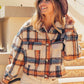 BiBi Brushed Plaid Crop Jacket with Pockets - Brand BiBi