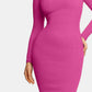 Basic Bae Full Size Built-In Shapewear Square Neck Long Sleeve Dress