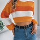 Color Block Round Neck Cropped Sweater