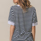 BiBi Contrast Striped Notched Knit Top - Brand BiBi