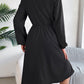 Collared Neck Long Sleeve Dress with Pockets