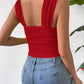 Full Size Textured Square Neck Wide Strap Tank