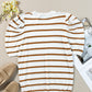 Striped Round Neck Puff Sleeve Knit Top