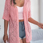 Openwork Open Front Half Sleeve Cardigan