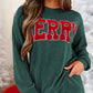 MERRY Round Neck Long Sleeve Top and Shorts Set