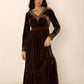 Lace Detail V-Neck Long Sleeve Maxi Dress