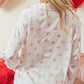 Heart Print Collared Neck Long Sleeve Shirt