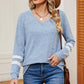 Striped V-Neck Long Sleeve T-Shirt