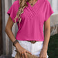 Textured Surplice Short Sleeve Blouse