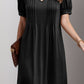 Pin-Tuck Notched Short Sleeve Dress
