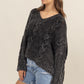 HYFVE Cable Knit V-Neck Dropped Shoulder Oversized Sweater