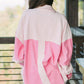Two-tone Color Exposed Seam Corduroy Shacket