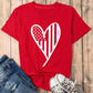 Full Size Heart Round Neck Short Sleeve T-Shirt