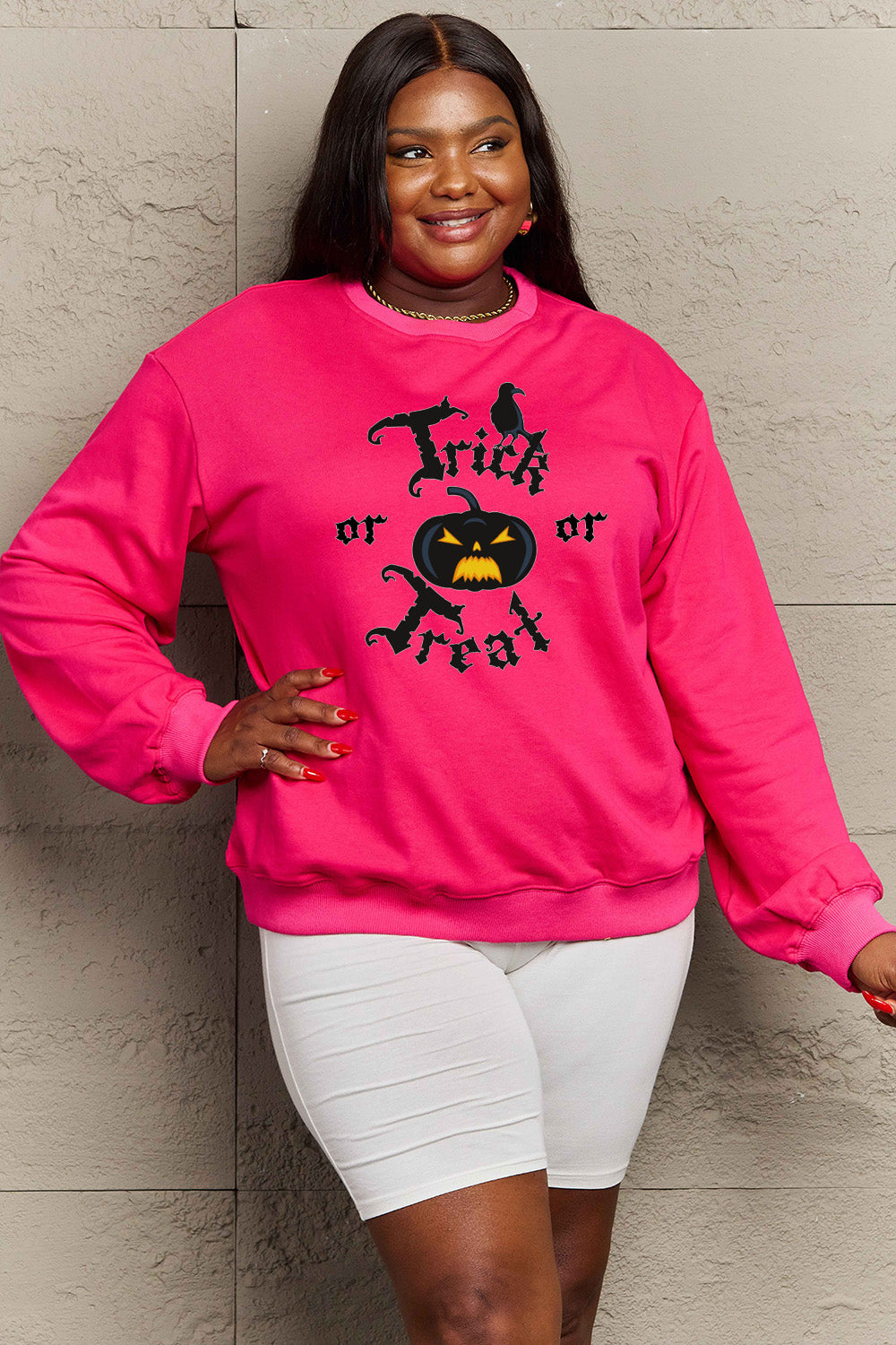 Simply Love Full Size TRICK OR TREAT Graphic Sweatshirt