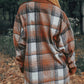 Plaid Collared Neck Button Up Shacket