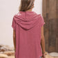 Full Size Half Button Hooded Short Sleeve Blouse