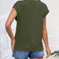 Full Size Textured Round Neck Cap Sleeve Blouse